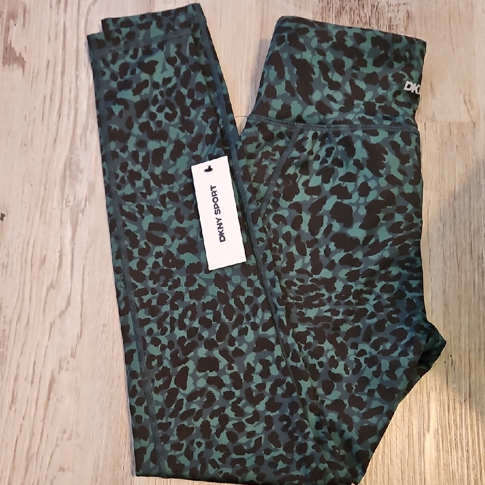 DKNY Sport Green Leopard Print Leggings